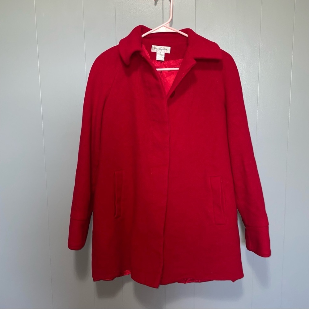 Preston & York Red Wool Pea Coat Size 8